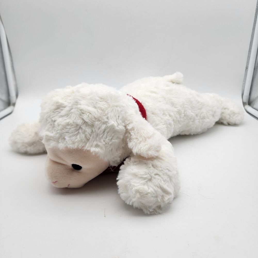 Sheep Lamb Dog Plush Squeaky Chew Toy 18" Lays Flat White Squeaker Scarf 2018